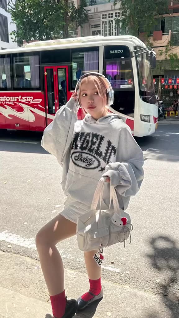 Áo HOODIE FORM BOXY nỉ chân cua ANGELIC SOCIETY màu Xám Tiêu Dày Cotton Chính Hãng Angel Land | BigBuy360 - bigbuy360.vn