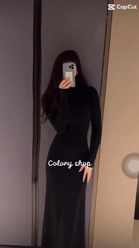 Đầm body nữ dáng dài, đầm cổ lọ tay dài cổ cao 4 phân chất thun co giãn có big size - Colory Shop