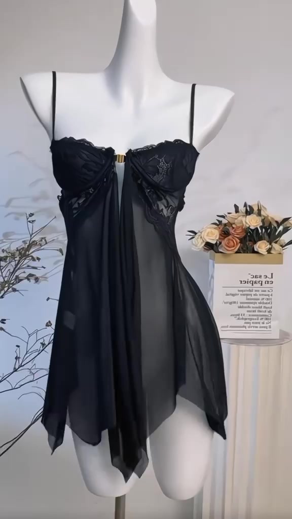 Váy ngủ Voan xẻ trước có gọng định hình ngực thiết kế cài ngực phía trước A56  kèm chíp | BigBuy360 - bigbuy360.vn