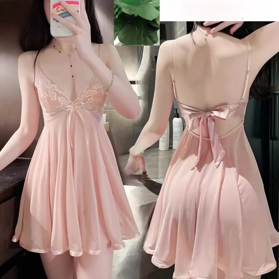 Váy ngủ sexy A115 chất liệu voan siêu mỏng tặng kèm quần chip | BigBuy360 - bigbuy360.vn