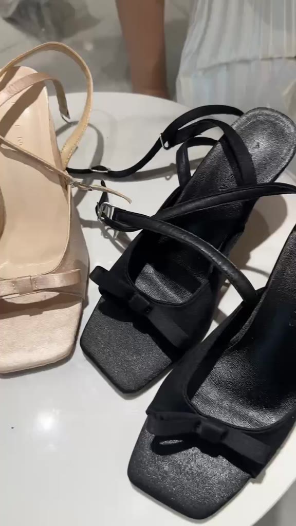 Giày cao gót hở mũi nơ nhỏ CHẤT LỤA mới gót 7cm | BigBuy360 - bigbuy360.vn