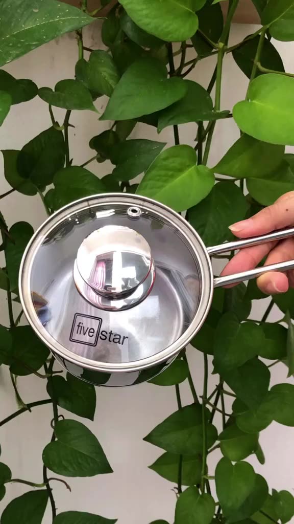 Quánh Inox nấu bột em bé FiveStar 3 đáy bếp từ nắp kính 12cm/14cm/16cm