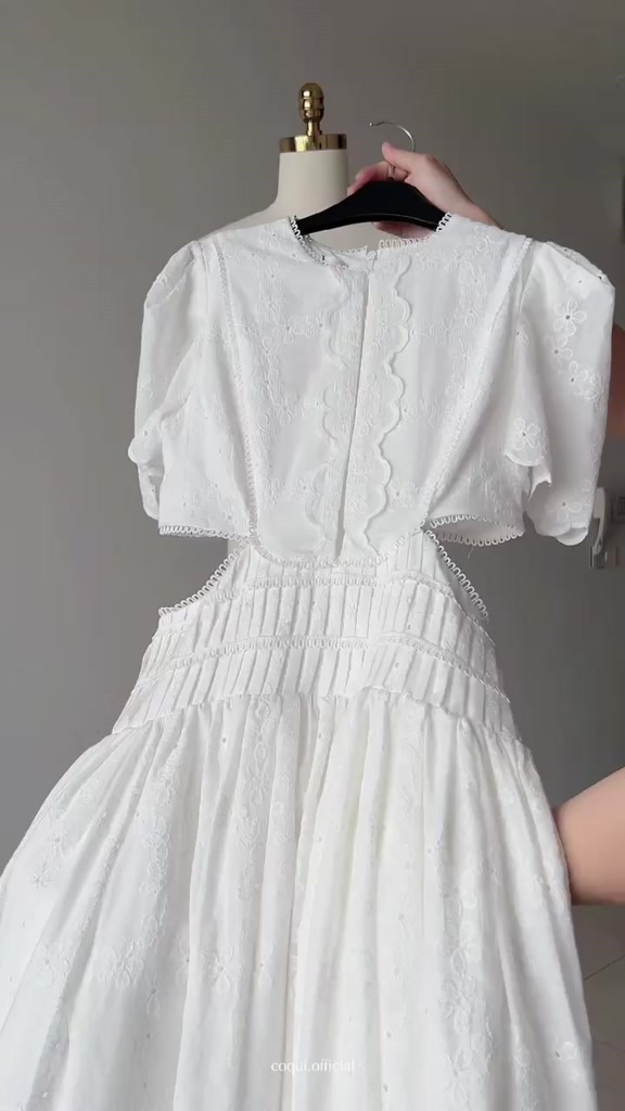 Đầm dự tiệc trắng dáng dài tiểu thư COQUI, váy đi tiệc thiết kế thanh lịch sang trọng MIRA DRESS (CÓ KHOÉT EO) | BigBuy360 - bigbuy360.vn