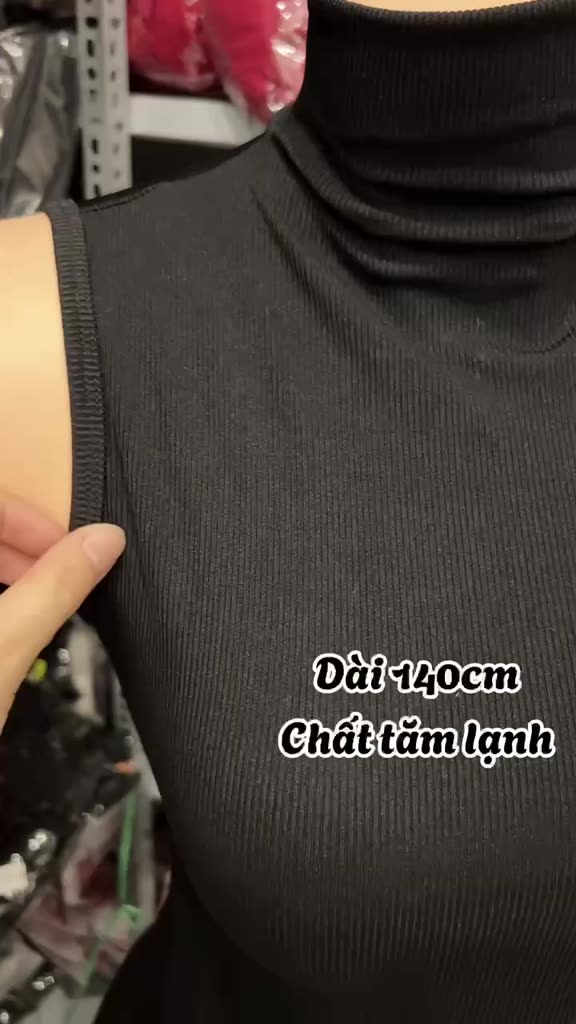 Đầm thun maxi sát nách cổ lọ phong cách thu đông basic | BigBuy360 - bigbuy360.vn