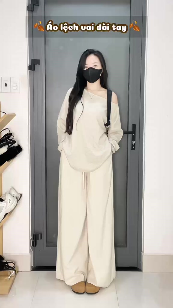 Áo trễ vai tay dài phong cách, Áo lệch vai chất tăm lông thỏ Sang chảnh m664 | BigBuy360 - bigbuy360.vn