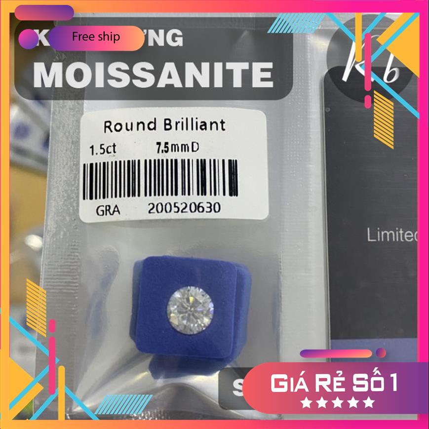 Kim Cương Nhân Tạo Moissanite 7.5mm, Nước D, Độ Sạch FL, Kiểm Định GRA, Tiêu Chuẩn U.S.A MSP31339 MSP89219