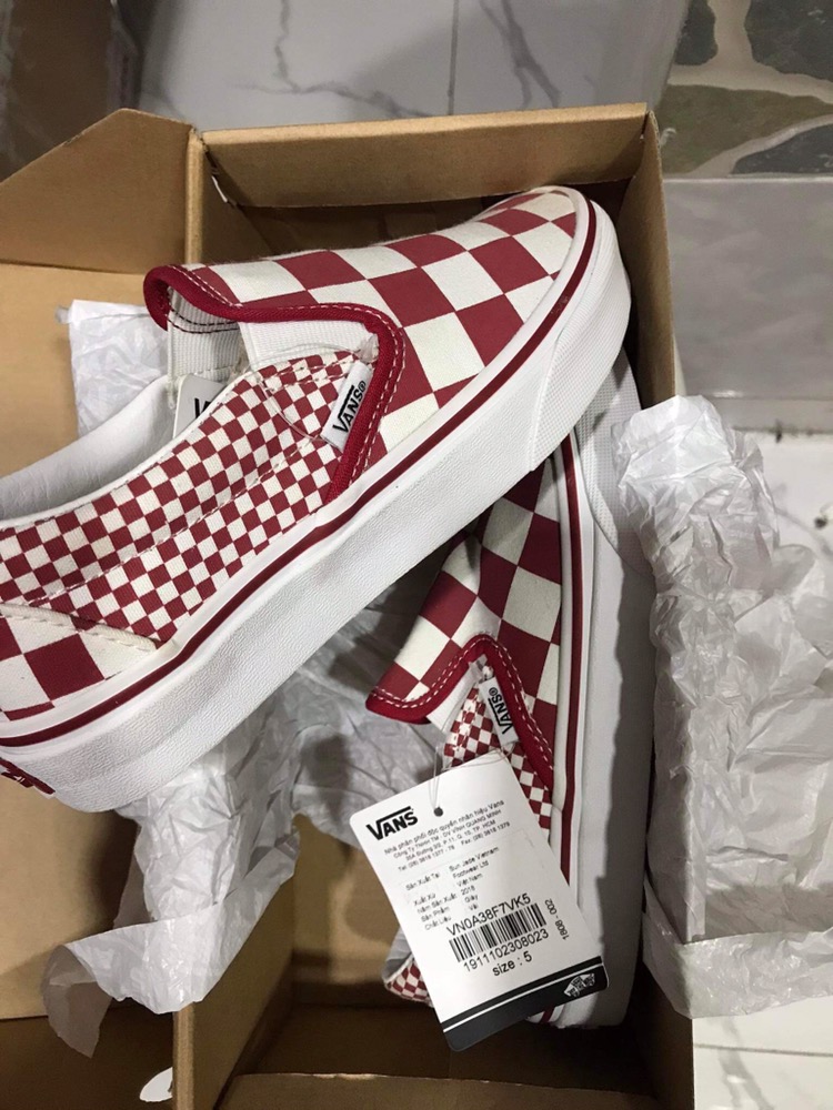 red on red checkered vans
