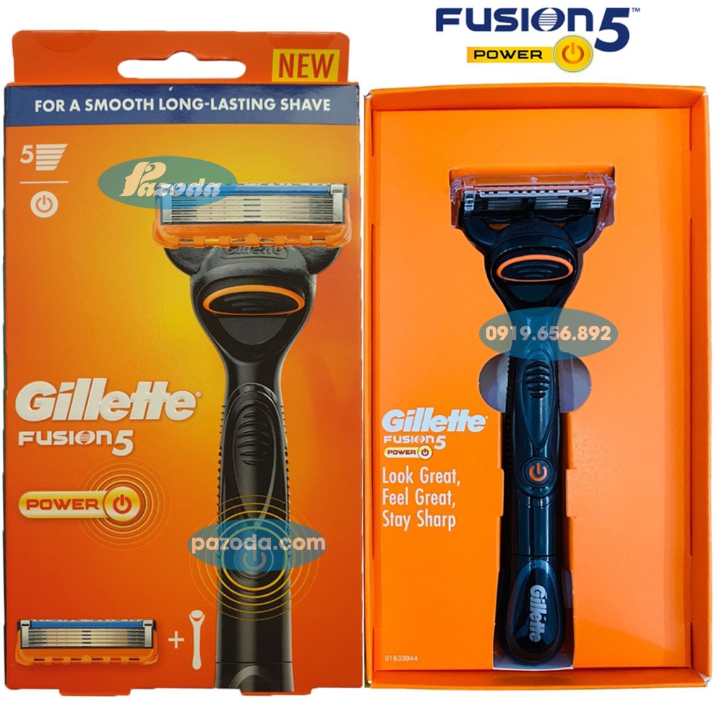 Dao cạo râu 5 lưỡi Gillette Fusion5 Power (1 tay cầm sử dụng pin và 1 đầu cạo 5+1)