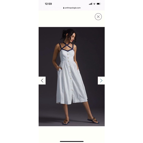 BEUCLOSET - Đầm hai dây đan chéo cổ có túi vnxk