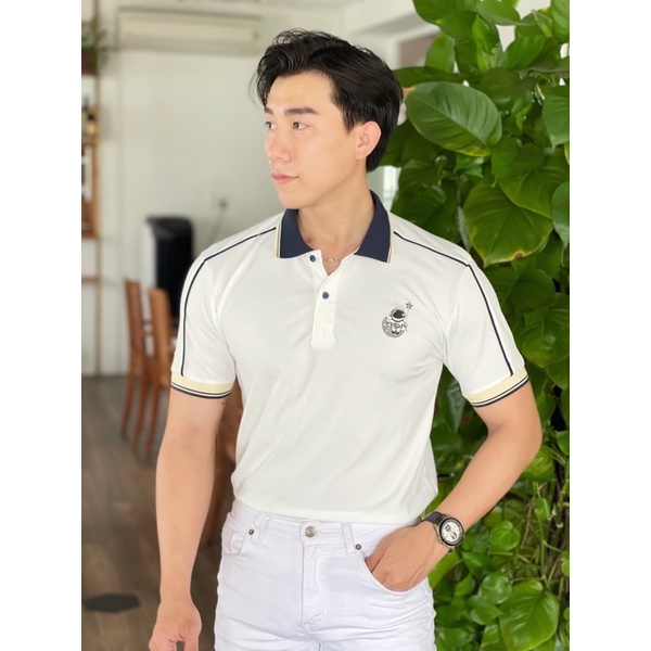 Áo Polo nam, Áo thun nam cổ trụ logo mặt trăng mã CT63, vải Poly cá sấu phong cách trẻ trung