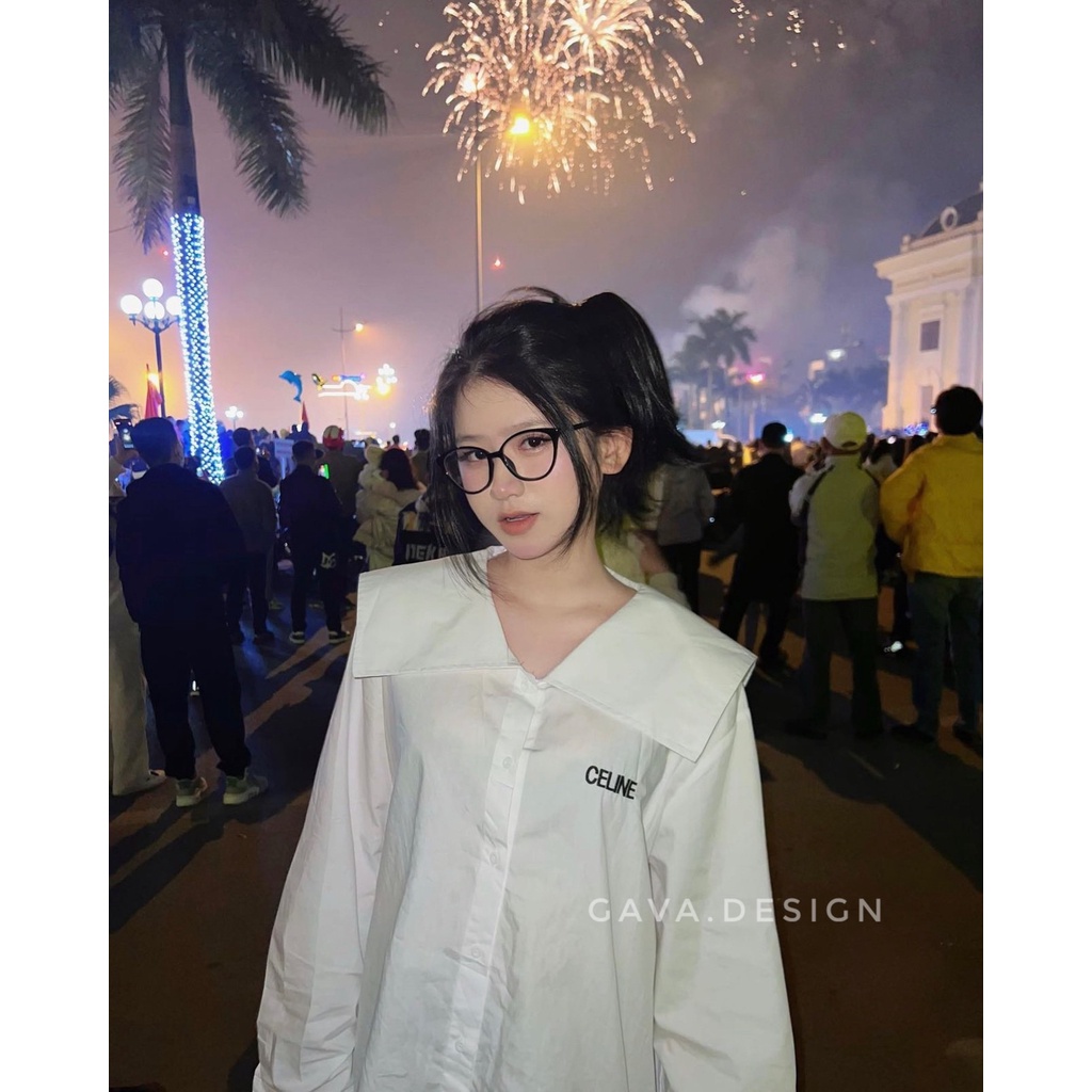 Áo sơ mi SHIRT chất liệu thô Hàn cổ V dáng suông by Camellia Studio