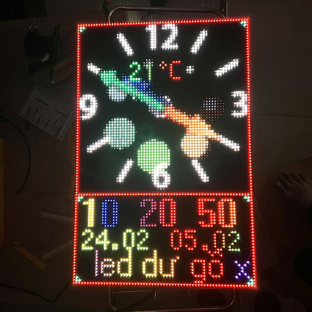 Đồng hồ LED P5 vạn liên treo tường bản to 32x48cm [ đầy đủ bộ lắp ráp sẵn - có app ]