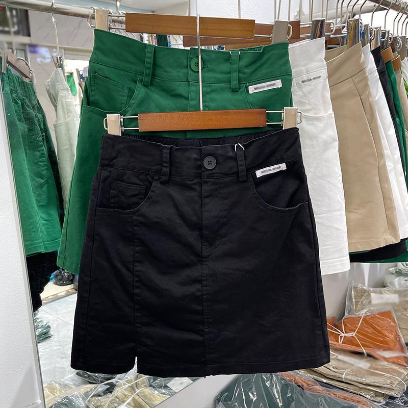 Váy Xanh Nữ Thời Trang Mùa Hè Xanh Dán Nhãn Phong Cách Mới Váy Cotton Nữ Cao Cấp Ôm Hơn Nhìn Chữ a Váy Ngắn Chống Rơi Z3