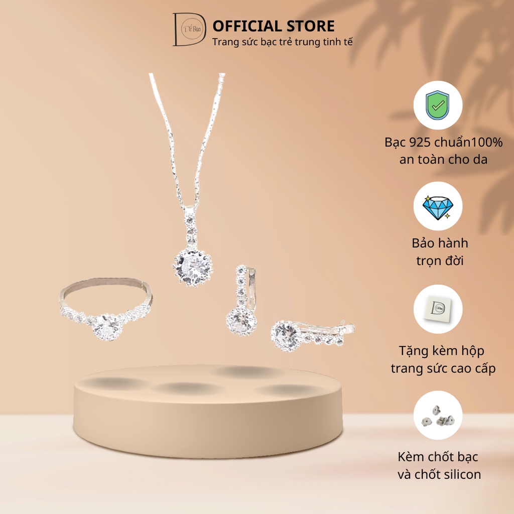 Bộ trang sức bạc 925 Lady Stone độc đáo thu hút mọi ánh nhìn Dế Bạc - BO2012