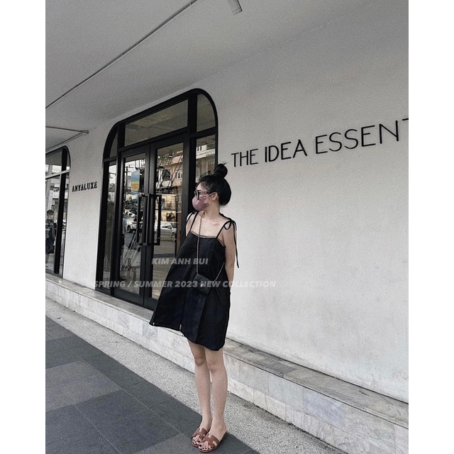 Váy đũi phối ren 2 dây buộc nơ