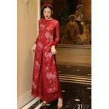 Vải Tơ Óng Đỏ Hoa Xinh