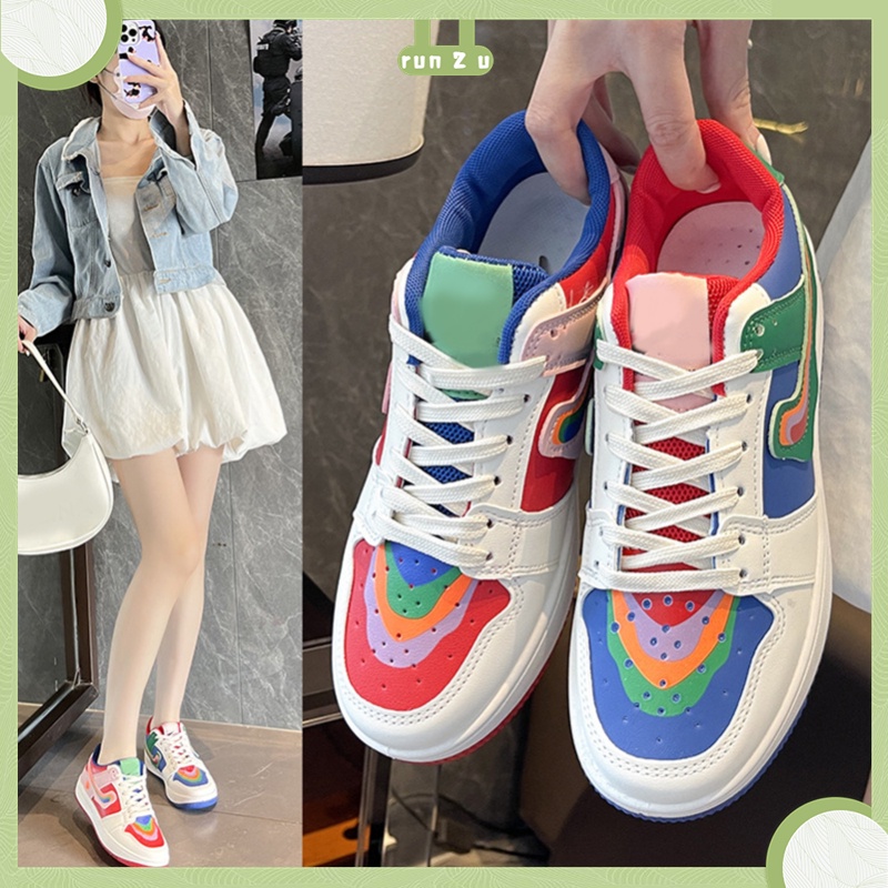 Thonglor Shoe Giày Sneaker Nữ Giải Trí Thời Trang Có Lỗ Lót Mềm Đế Cao Su Thể Thao Cho Gia Đình Ngoài Trời Văn Phòng run 2 u