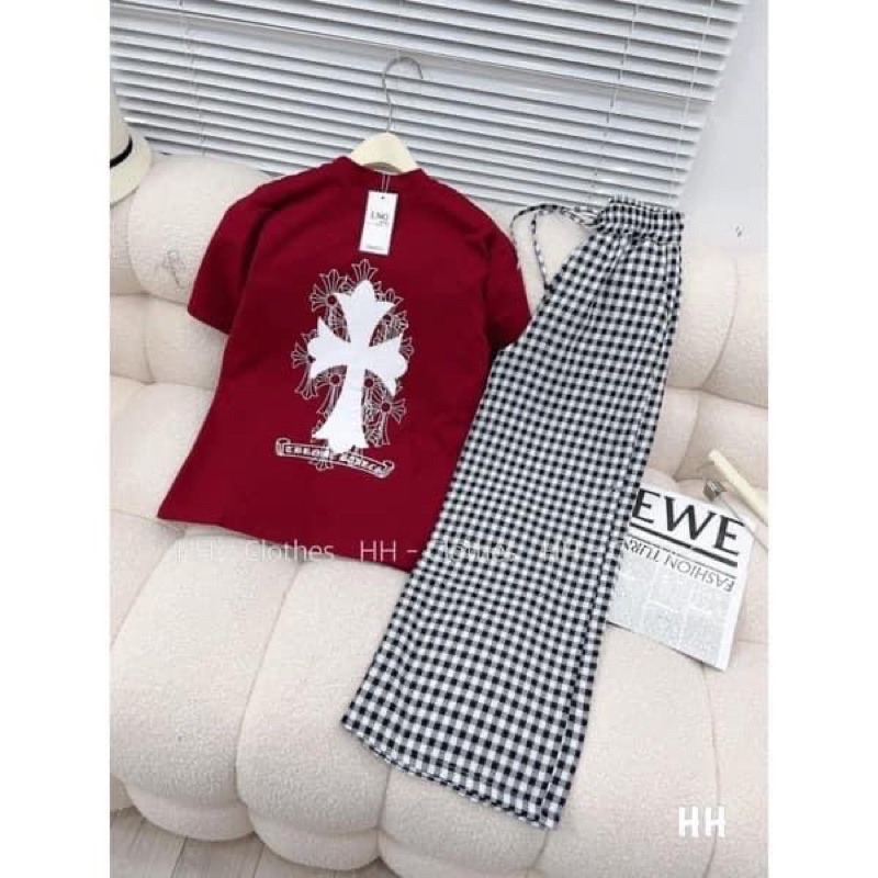 SÉT BỘ CHỮ THẬP ĐỎ MIX QUẦN KẺ