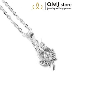 Dây chuyền qmj love rose hoa hồng cách điệu nạm đá bạc 925 - q039