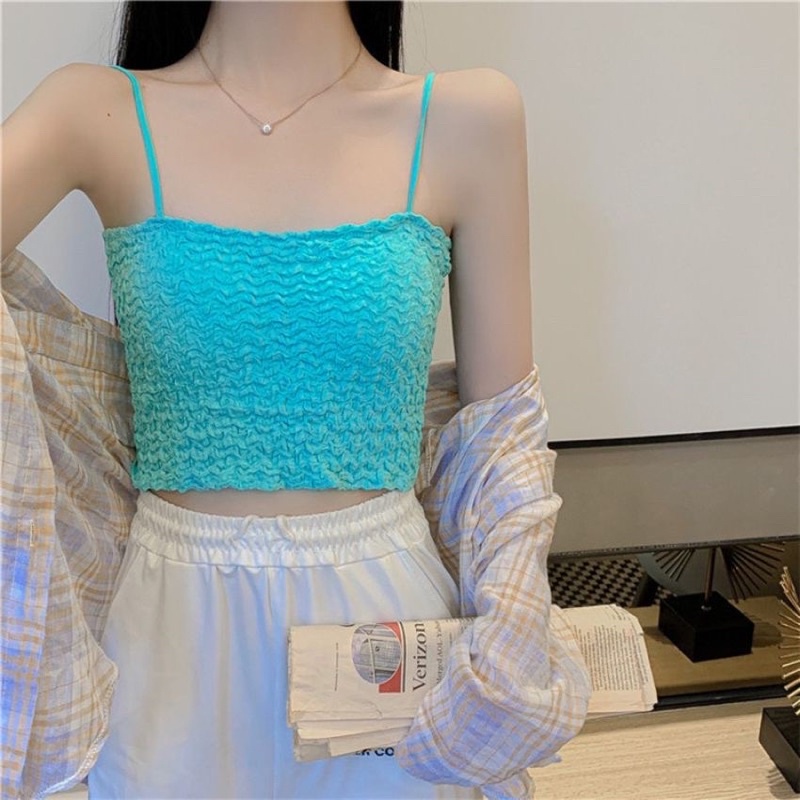 Hot - Áo croptop cotton xốp 2 dây kèm đệm sexy | BigBuy360 - bigbuy360.vn