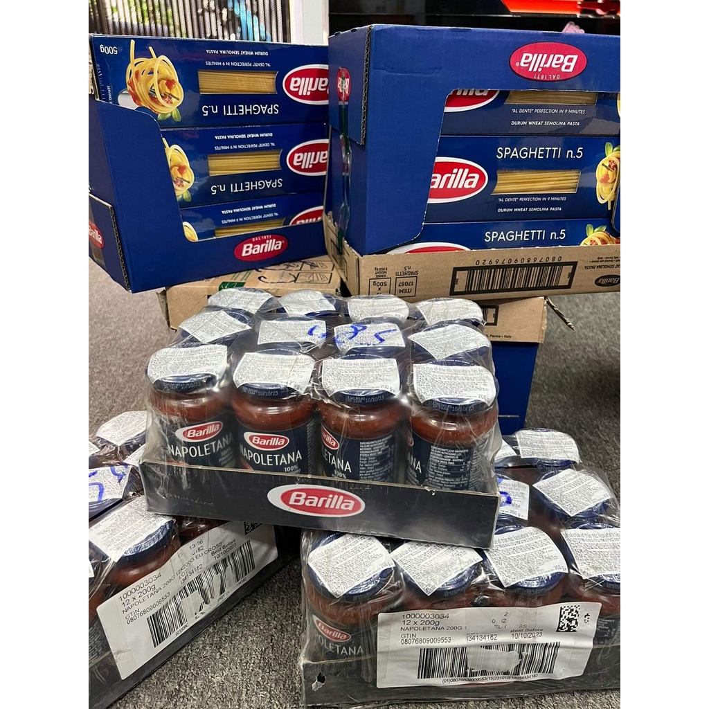 Mì Barilla Sợi Hình Ống Sợi Vừa Số 5 Spaghetti  - Tặng Kèm Sốt Cà Chúa Và Thảo Mộc Napoletana Hiệu Barilla