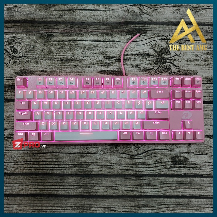 Bàn Phím Cơ Máy Tính Gaming Mini 87 Phím Led RGB Có Dây Dareu EK87 Màu Hồng - Bàn Phím Chơi Game Vi Tính