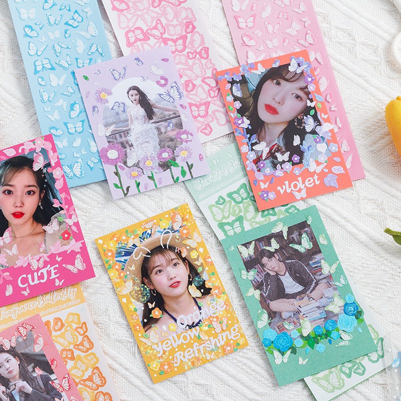 Miếng Dán Trang Trí Hình Bươm Bướm Nhiều Màu Sắc Dễ Thương