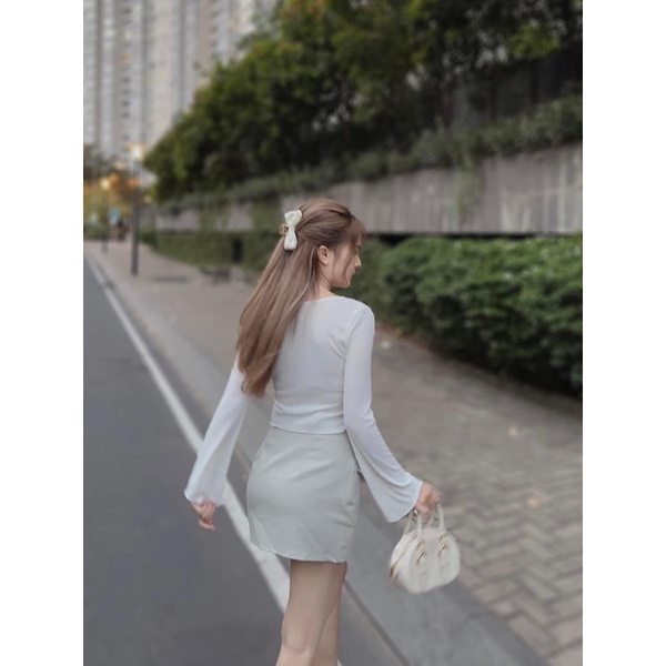 Bộ áo set đuôi cá kèm chân váy kaki túi hộp shop nina le