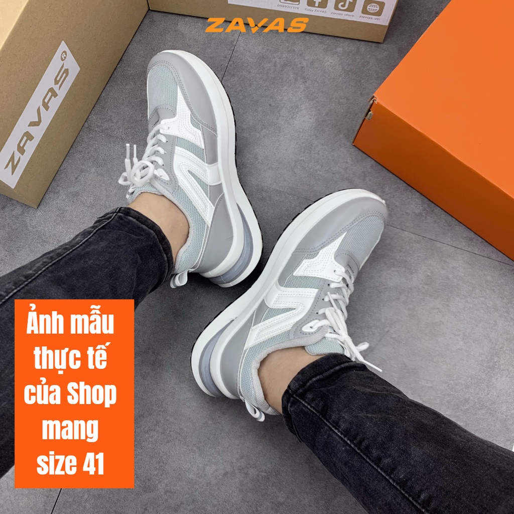 Giày thể thao sneaker nam ZAVAS thời trang đế cao 3cm lưới thoáng khí chạy bộ đi chơi form giày gọn gàng êm chân - S422