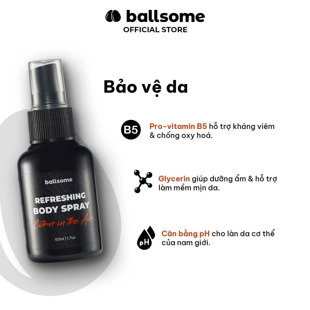 Xịt Thơm Toàn Thân Hương Nước Hoa Ballsome Body Spray 50ml