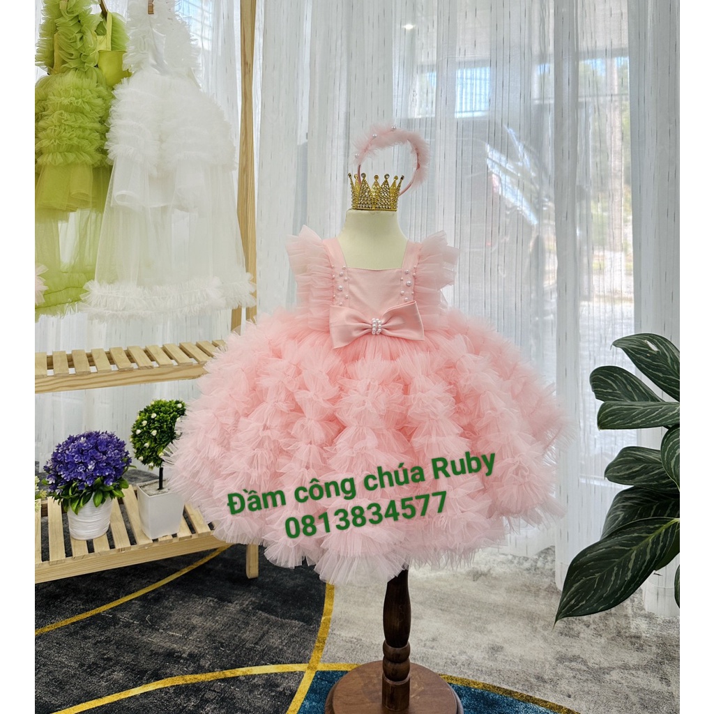 Đầm ren xù nhiều tầng cao cấp