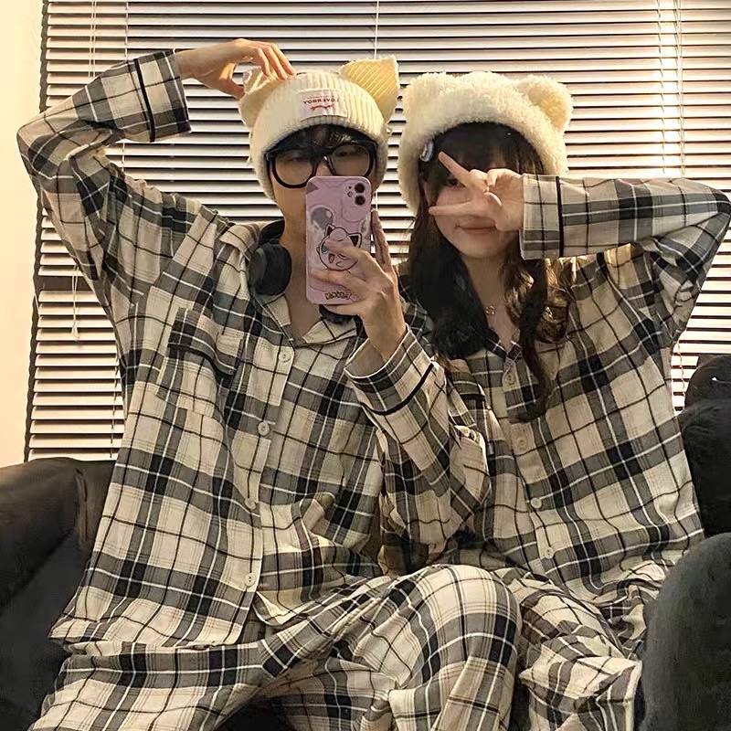 Đồ ngủ nam nữ caro chất lượng cotton loại 1