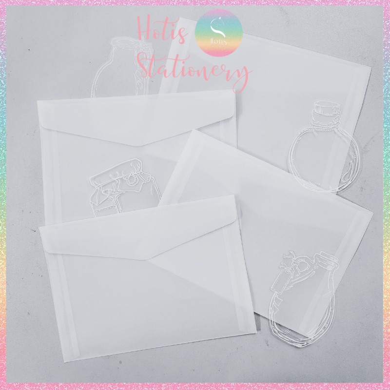 Set 5 Bìa thư giấy can trong suốt đựng thư, thiệp cưới, card, voucher