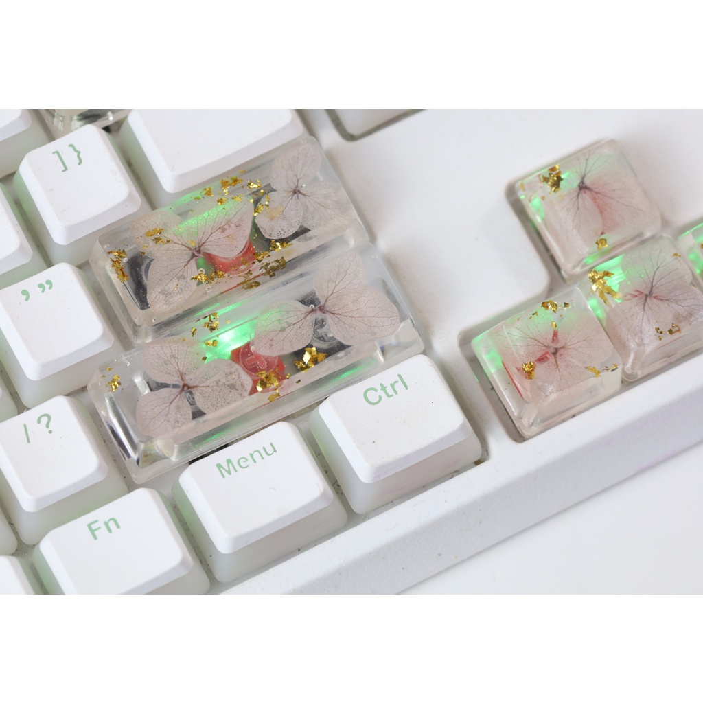 Keycap Lá khô xuyên led siêu đẹp, nút bàn phím độc đáo dành cho bàn phím cơ