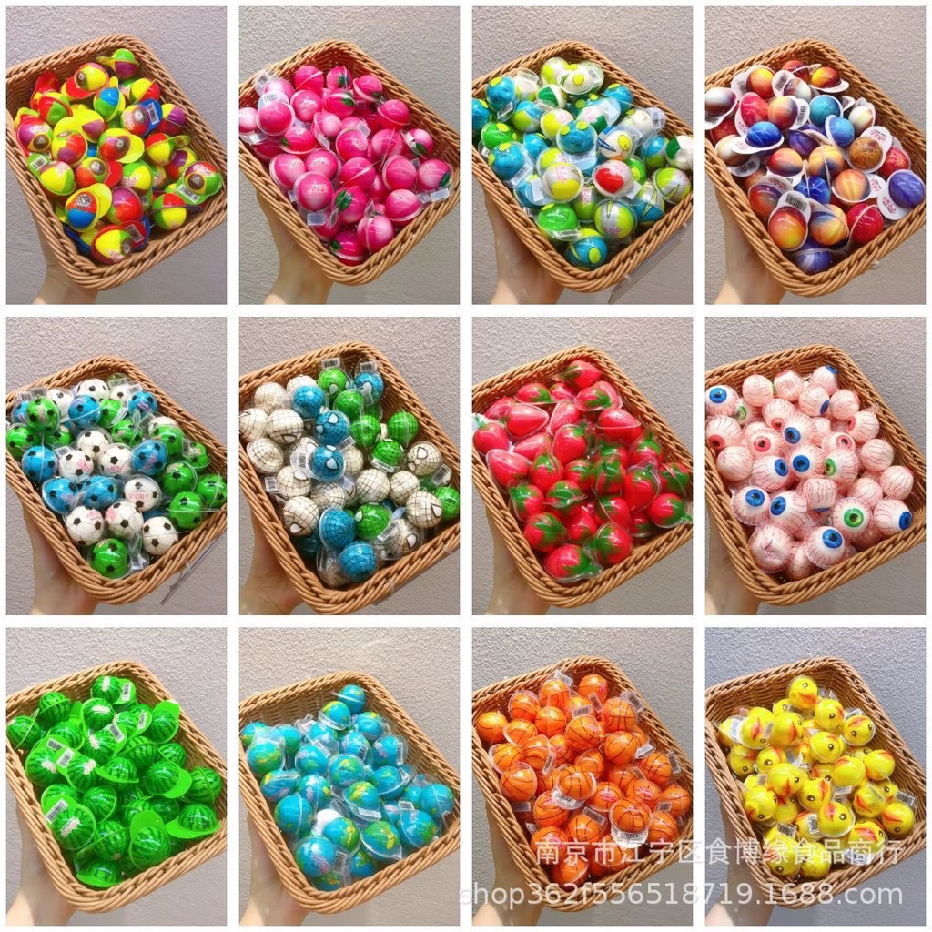 Hộp 30 viên kẹo CÓ NHÂN SIRO hình mắt/ dưa hấu/ xoài/ dâu tây/ vịt vàng