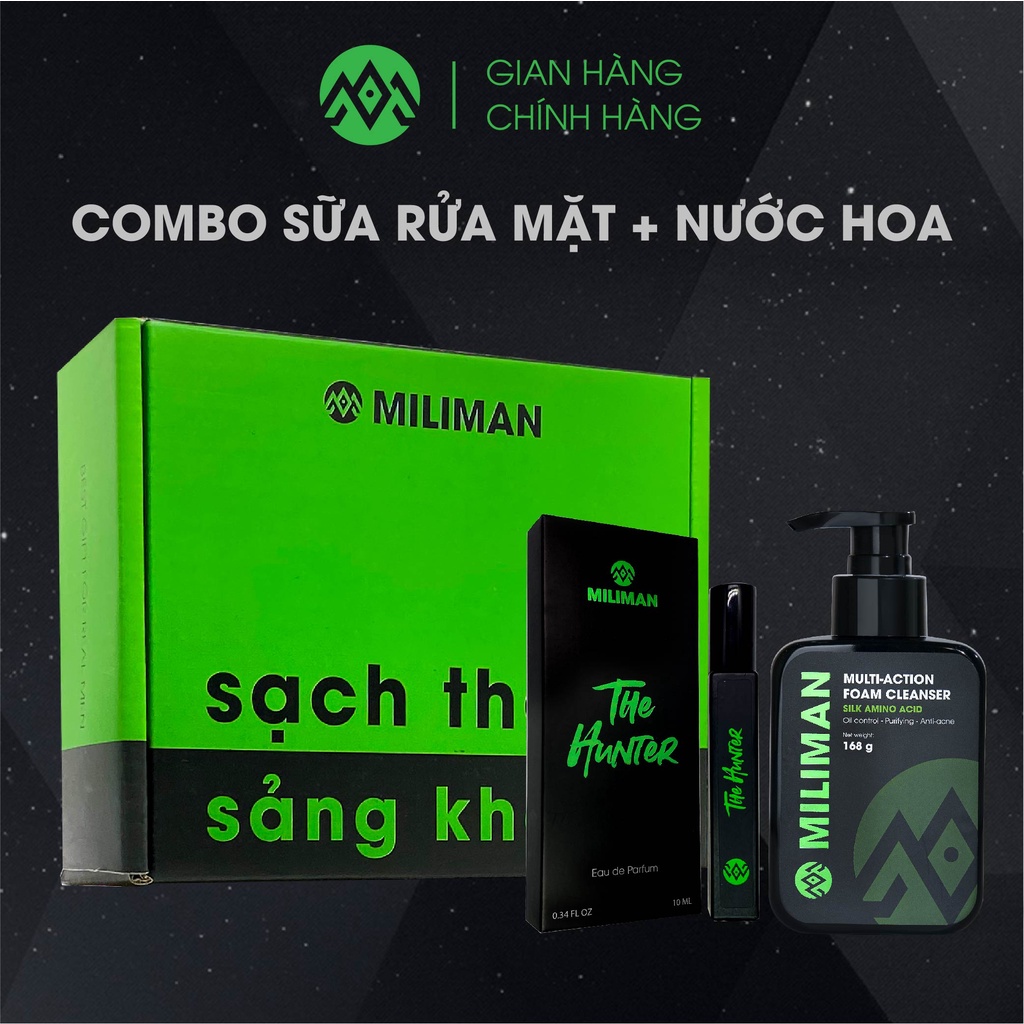 Quà Tặng Bạn Trai MILIMAN, Hộp Quà Tặng Nam Giới Gồm Sữa Rửa Mặt, Dung Dịch Vệ Sinh Và Nước Hoa Nam Lịch Lãm