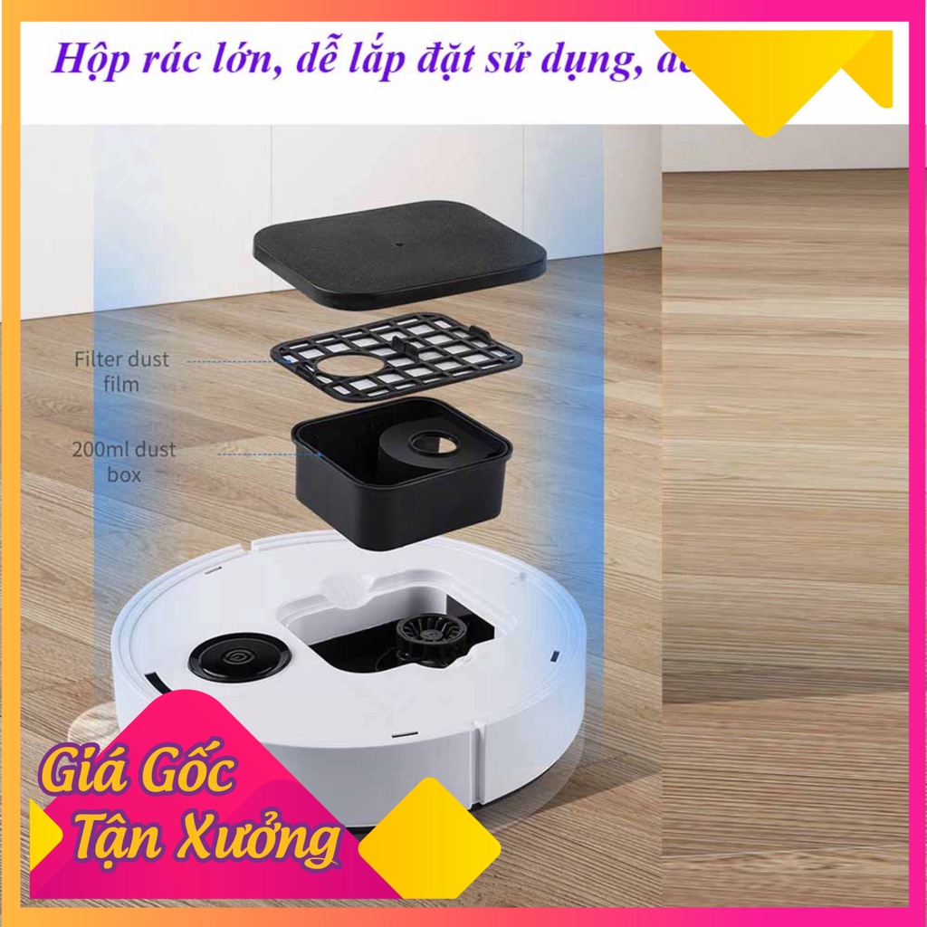 Robot Hút Bụi Lau Nhà,Máy Hút Bụi Phiên Bản Nâng Cấp, Lực Hút Cực Mạnh 3000mah, Cảm Biến Thông Minh, Pin Trâu