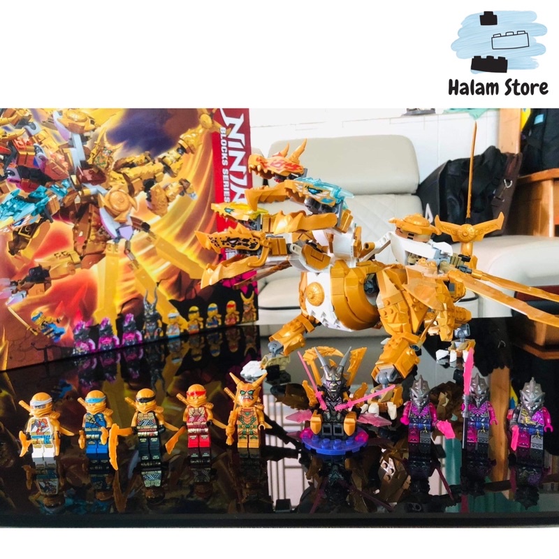 Mô hình lắp ráp non-lego Ninjago 7014 71744 Ultra Dragon - Rồng vàng Ninjago