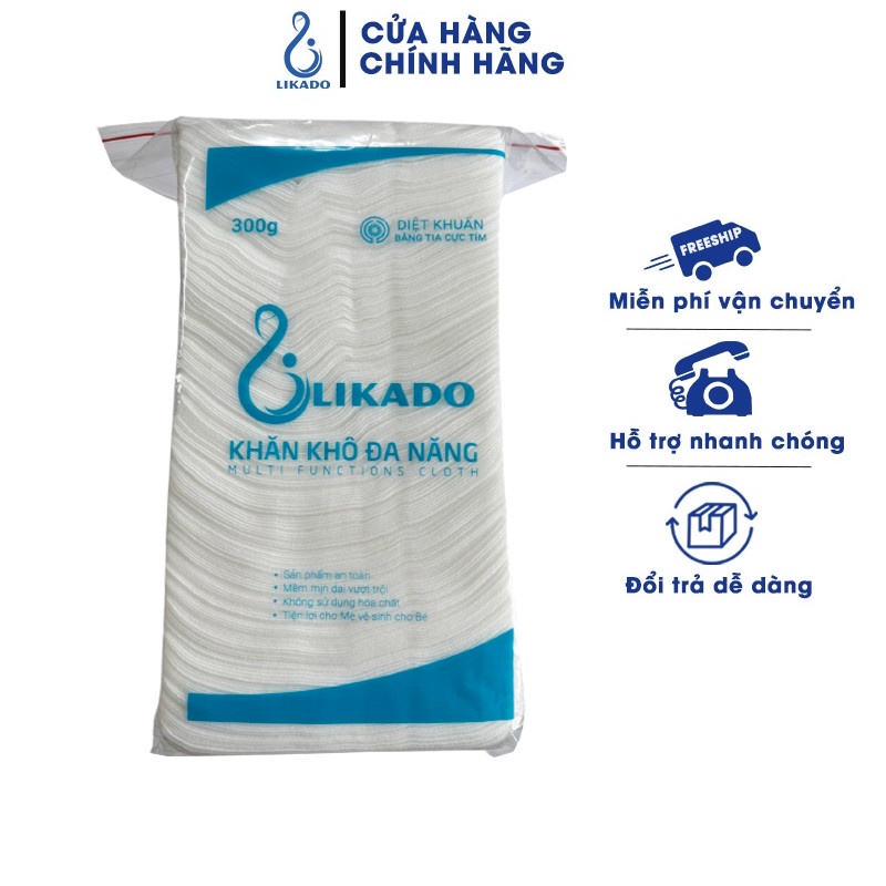 Khăn khô đa năng cho bé Likado 300g kích thước (15x20cm)(1 gói)