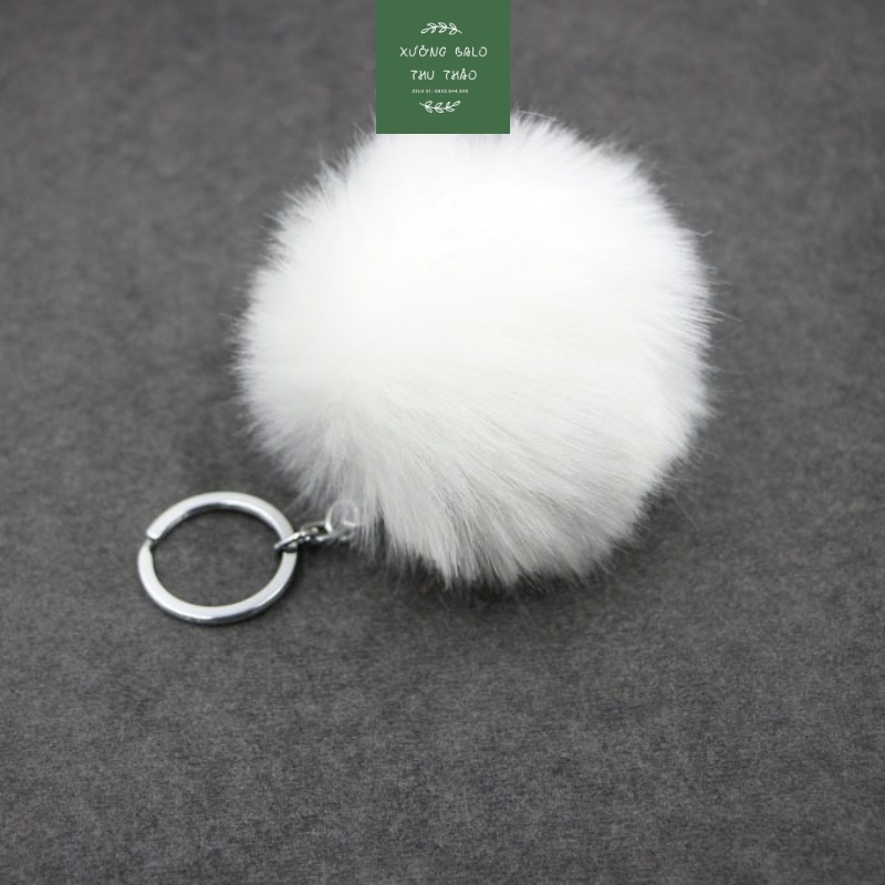 Móc khóa treo balo, móc khóa treo xe cục bông xù xinh