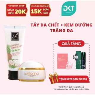 Set tẩy da chết sợi dừa non Acosmetics và kem dưỡng trắng da mặt Acosmetics ngừa mụn, dưỡng ẩm và cải thiện màu da