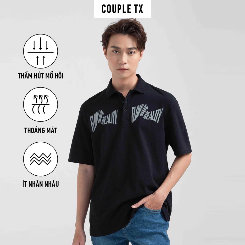 Áo Polo Nam Couple TX Jersey Relax Fit In Typo Trước Ngực MPO 1025