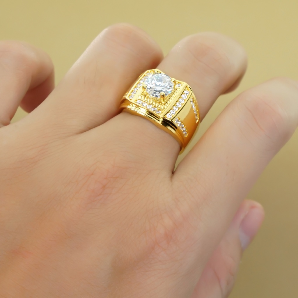 Nhẫn Nam Mạ Vàng 18k mẫu N2406.50R - Mang đi chơi, đi tiệc rất sang