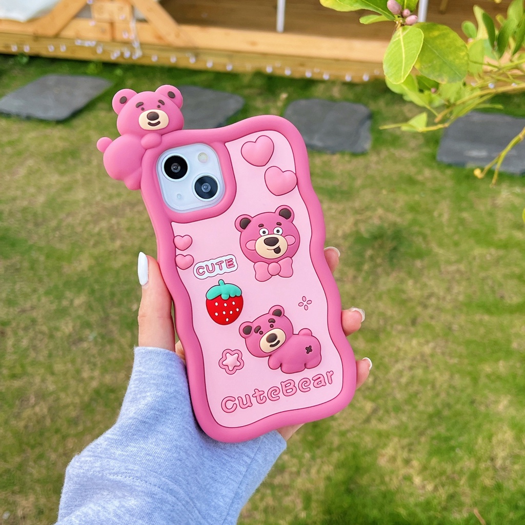 Ốp Điện Thoại Silicon Mềm Hình Gấu Lotso 3D Dễ Thương Cho Iphone 14 14 Pro 14 Pro Max 11 12 promax 13 Pro Max