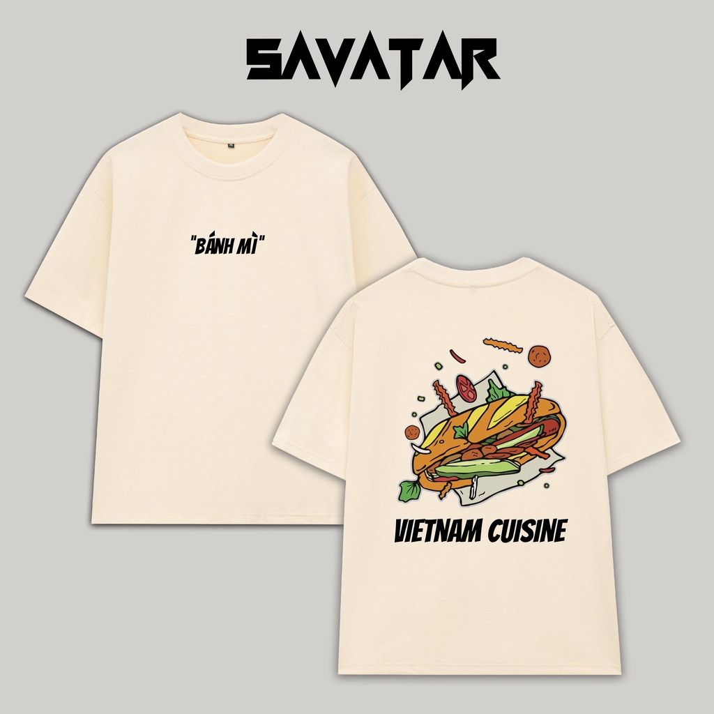 Áo thun cotton trơn cổ tròn unisex streetstyle tay lỡ nam nữ oversize Vietnamfood Bánh Mì