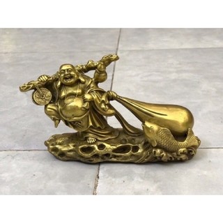 Tượng di lặc kéo bị vật phẩm phong thuỷ tài lộc bằng đồng