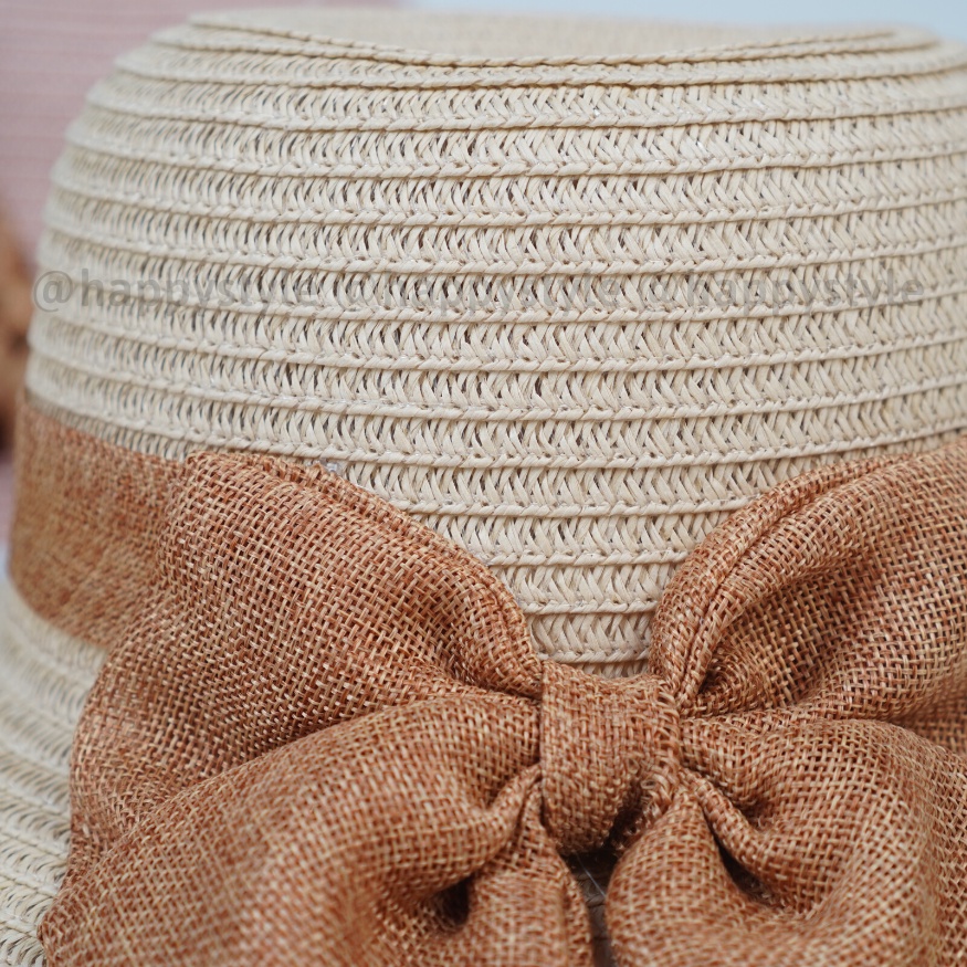 Mũ nón cói phối nơ vành rộng chống nắng thời trang hàn quốc đi biển mùa hè cực xinh NC14 - Happy Style