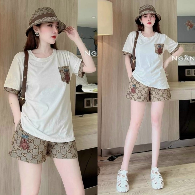 sét bộ short thêu
