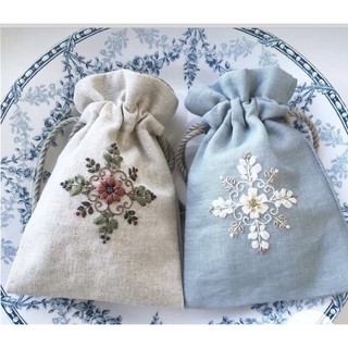 Túi thơm linen rút dây thêu tay khổ 15*11