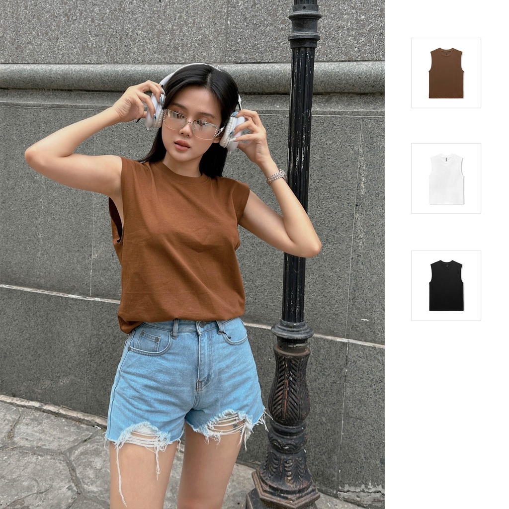 Áo Tanktop Nữ Basic Regular, Chất Vải Thun Cotton 4 chiều Thoải Mái, WTT002, SOMEHOW